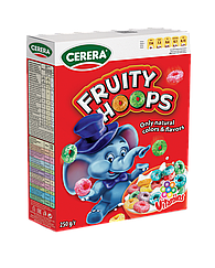 Сухі корисні сніданки кольорові кільця Fruity Hoops для дітей 250г TM Cerera Литва