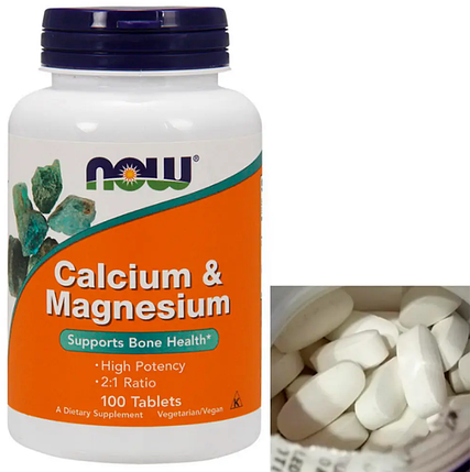 Кальцій магній NOW Calcium Magnesium 100 таб, фото 3