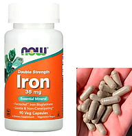 Железо NOW Iron 36 mg double strength 90 капс