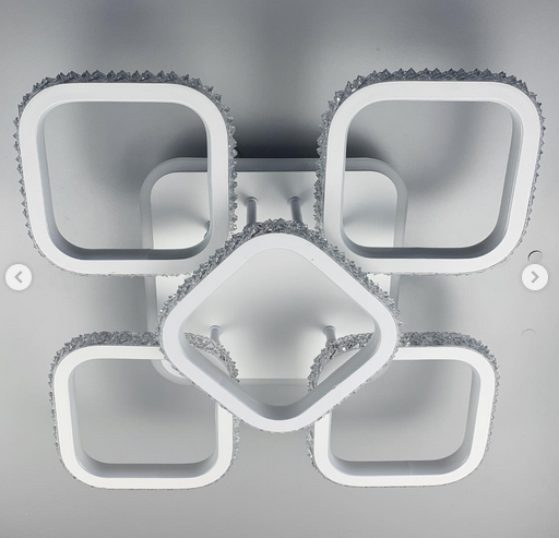 Люстра світлодіодна стельова в корпусі білого кольору з RGB підсвіткою на основі, фото 1