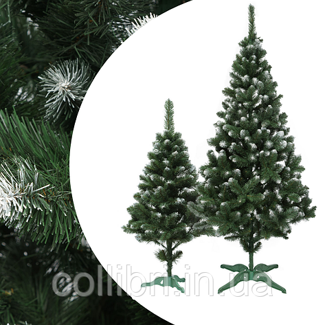 Ялинка штучна зелена 2 метри, з білим кінчиком "Лісова казка", новорічна ялина пвх з інеєм, фото 2