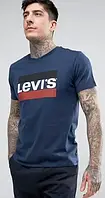 Брендовий футболка LEVIS, левіс, темно-синя, червоне лого, чоловіча, річна, бавовна