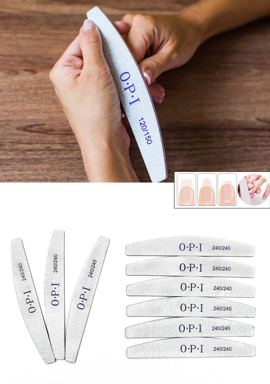 Пилка для нігтів OPI 240/240, півколо, сіра (розмір в асортименті)