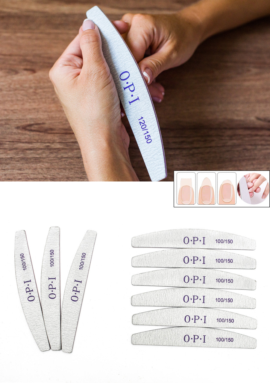 Пилка для нігтів OPI 150/180, півколо, сіра (розмір в асортименті)