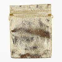 Мешочек подарочный прямоугольный золотистый под украшения размер 10х12 см с затяжками в упаковке 100 штук