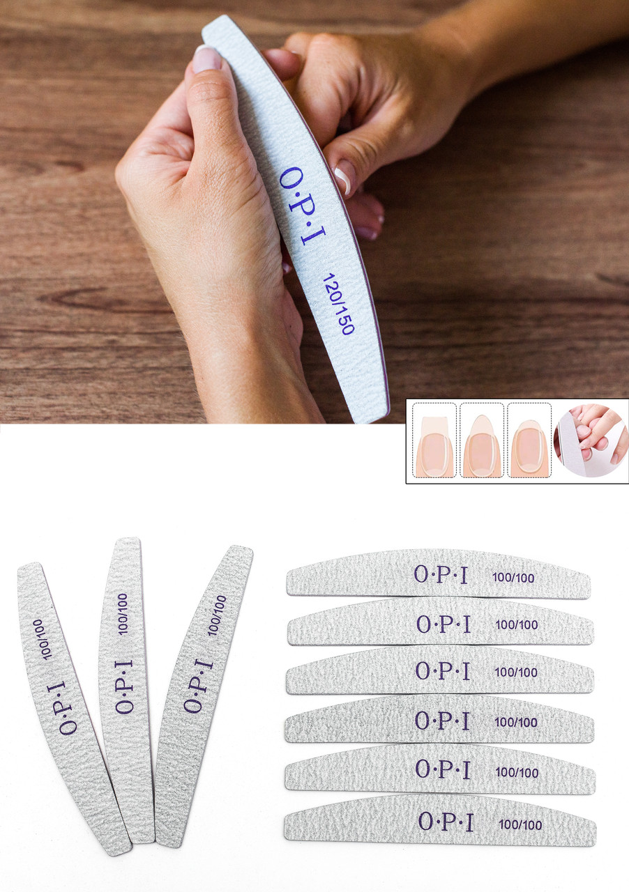 Пилка для нігтів OPI 100/100, півколо, сіра (розмір в асортименті)