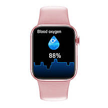 Розумний годинник Smart Watch M16 Plus Смарт годинник з мікрофоном Крокомір Пульсомір Тонометр 44mm Рожевий, фото 3