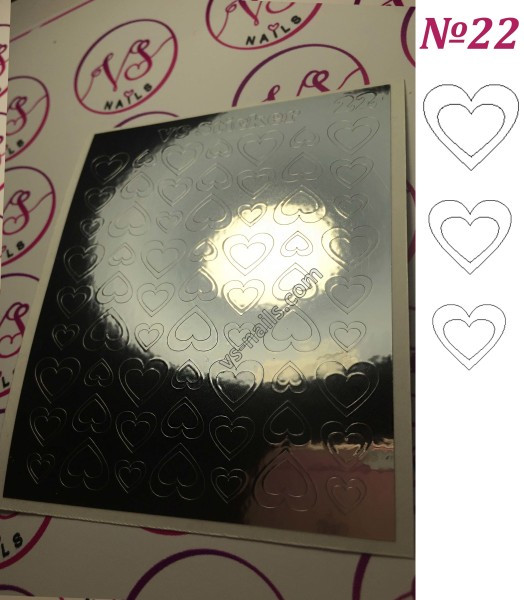 Металізовані наліпки для нігтів VS NAILS № 22 срібло, фото 1