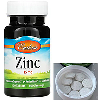 Цинк Carlson Labs Zinc 15 mg 100 таб