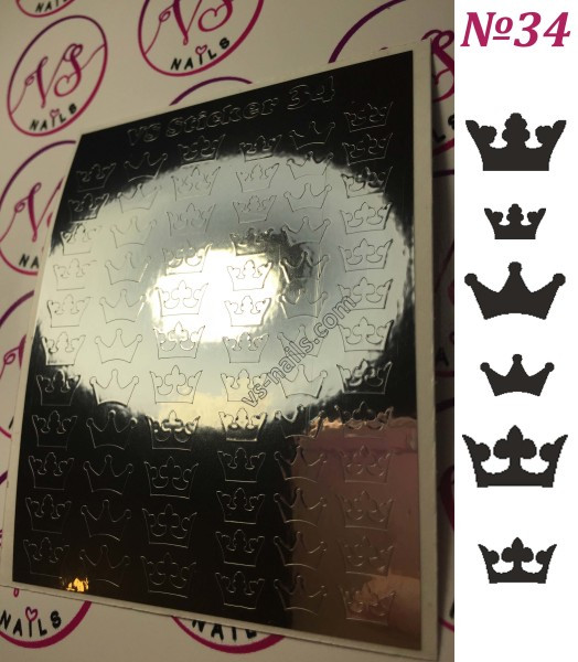 Металізовані наліпки для нігтів VS NAILS № 34 срібло, фото 1