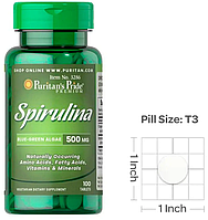 Спіруліна Puritan's Pride Spirulina 500 mg 100 таб