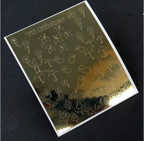 Металізовані наліпки для нігтів VS NAILS № 47 золото, фото 1