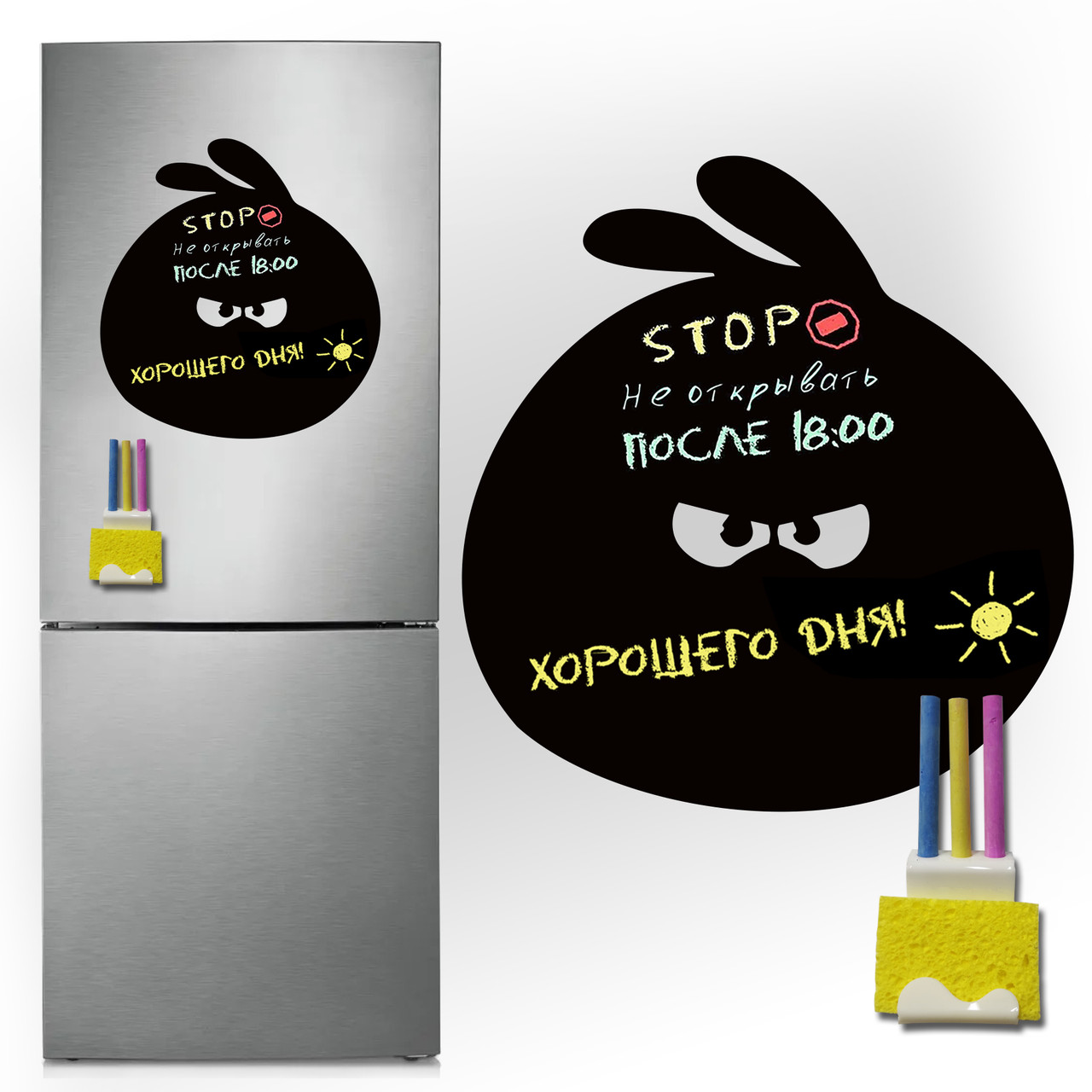 Магнітно-грифельна (крейдова) дошка на холодильник Angry Birds розмір 40х43 см, фото 1