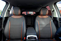 Авточехлы Hyundai Tucson 2015+ (Экокожа + Автоткань) Чехлы в салон Черно-коричневые