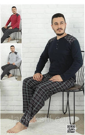 Чоловіча піжама кофта з рукавом і штани якість бавовни 100% кольори в асортименті, фото 2
