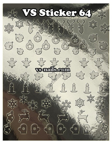 Металізовані наліпки для нігтів VS NAILS № 64 срібло, фото 1