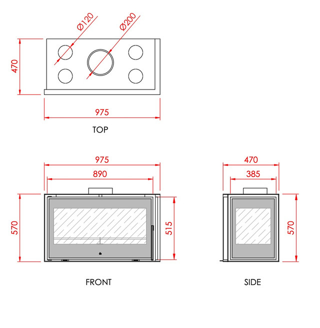 розміри Regal Fire Corner Design 90-55 L/R