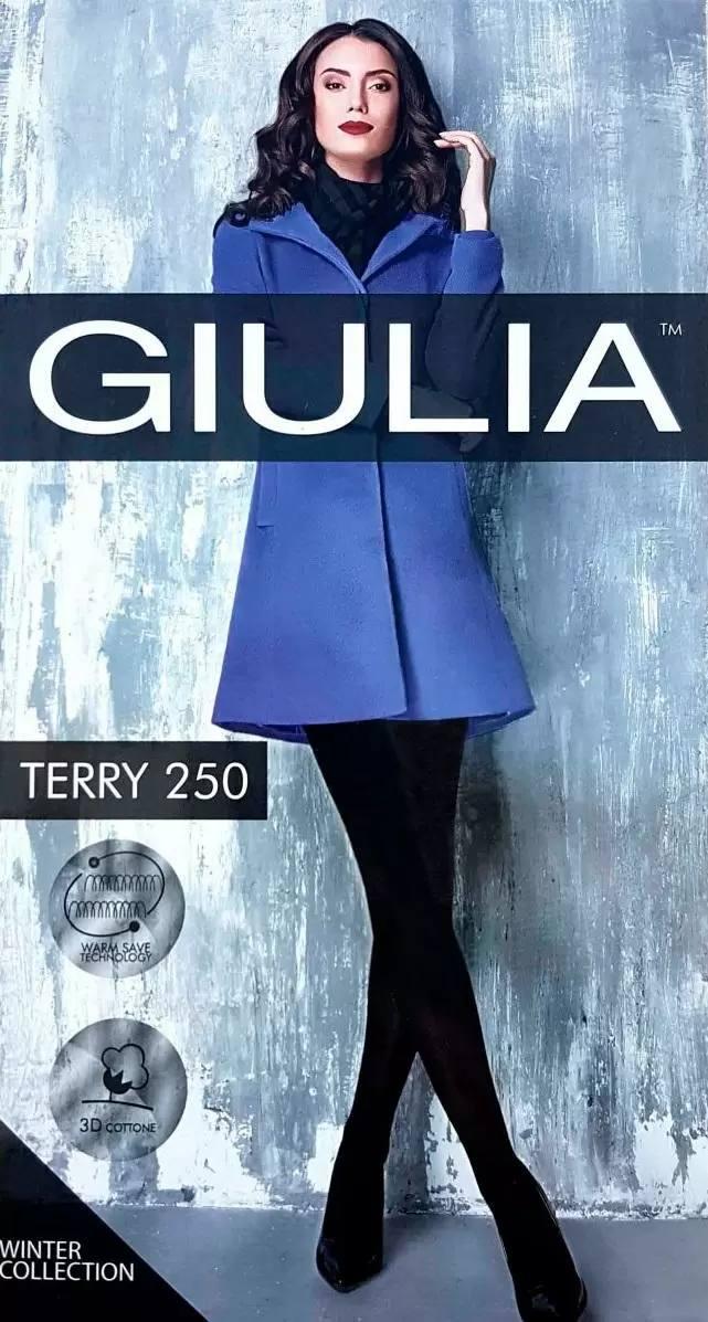 Колготки бавовняні на махрі Giulia Terry 250 чорного кольору розміри 2 3 4 5