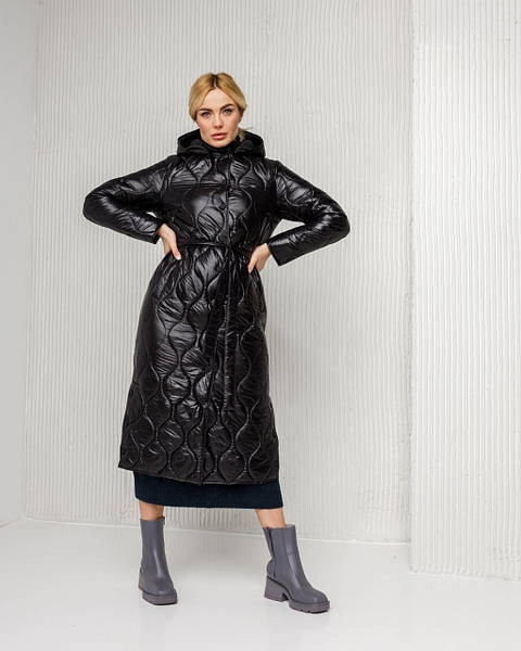 Демисезонный брендовый длинный женский стеганный плащ утепленный (ID ...