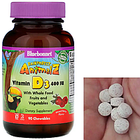 Витамин Д для детей Bluebonnet Nutrition Vitamin D3 400 IU for kids 90 chewables mixed berry