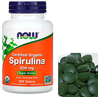 Спіруліна NOW Spirulina 500 mg certified organic 200 таб