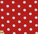 Тканина в горошок червоно-біла, No dot-red-2, середньо-дрібний розмір принту, бавовна 100%, фото 3