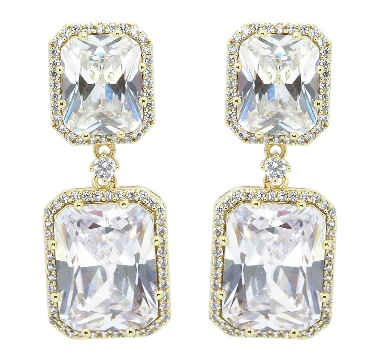 Сережки Xuping QQMM Позолота 14K пусети "Підвіски з фіанітами"
