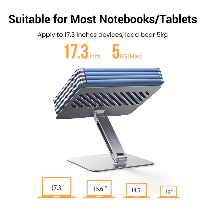 Подставка-держатель для ноутбука регулируемая UGREEN Full Angle Holder For Laptop металлическая (серый) - фото 4 - id-p1657444114