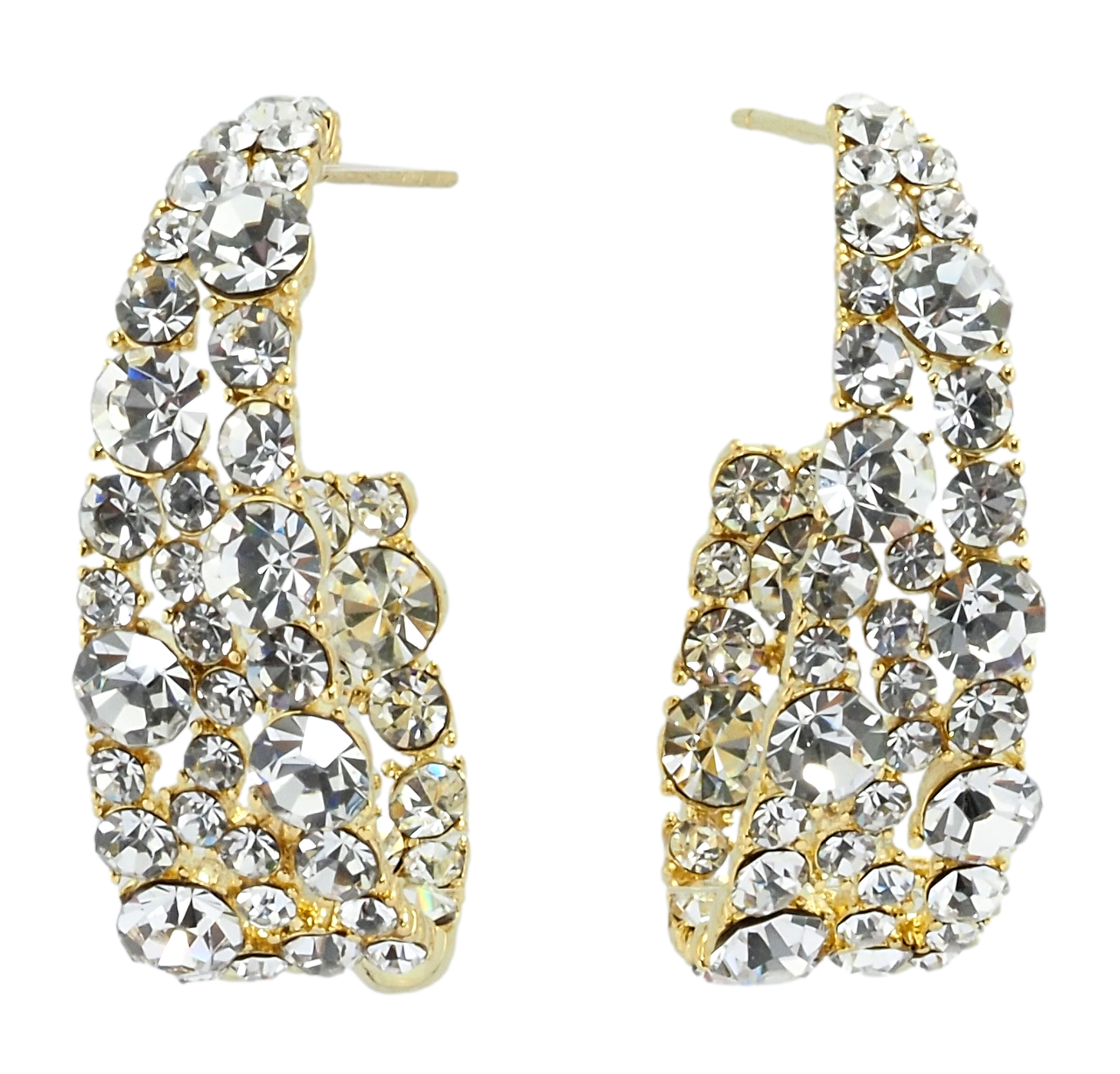 Сережки Xuping QQMM Позолота 14K пусети "Дуги з інкрустацією цирконієм"