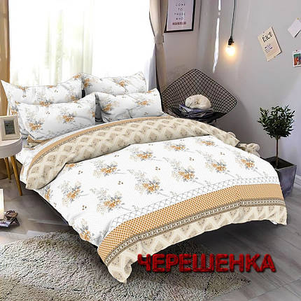 Тканина для постільної білизни Бязь "Gold" Lux GL7896beige (50м) квітковий принт (бежевий), фото 1