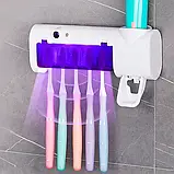 Держувач диспенсер стерилізатор для зубних щіток і зубної пасти Multi-function Toothbrush sterilizer JX008, фото 3