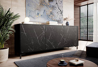 Комод 3Д у вітальню, спальню Marmo 200 чорний мармур Cama meble