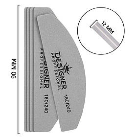 Сірий баф-дуга 180/240 грит Дизайнер (90мм*12мм) для полірування та шліфування нігтів