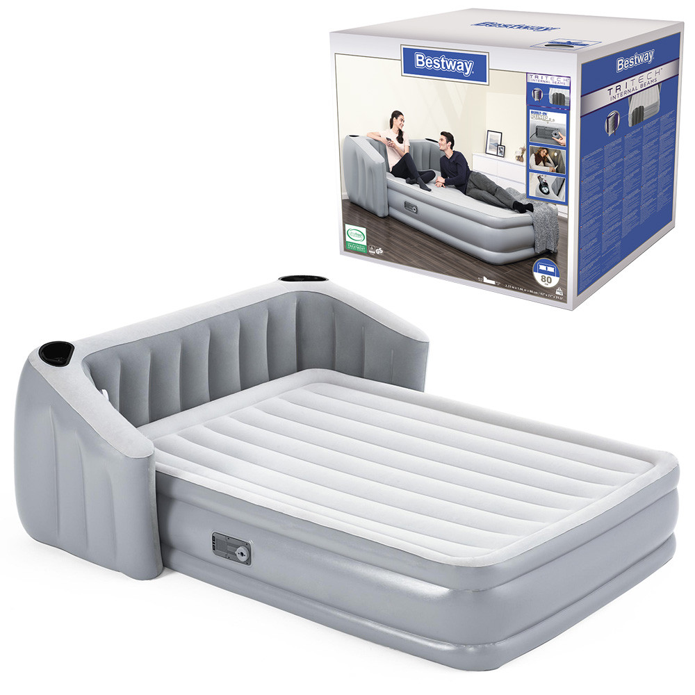 Надувне велюр-ліжко зі спинкою Bestway 67620 розмір 233 х 196 х 80 см двоспальна