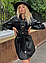 Чорне плаття-сорочка з екошкіри стильне демісезонне, розміри 42/44, 46/48, фото 4