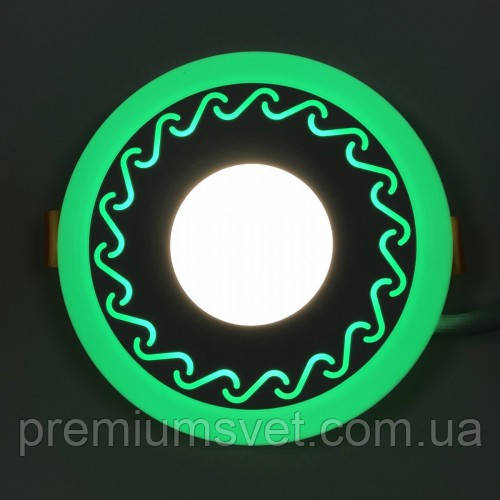 Точковий світильник LM534 LED панель Lemanso "Завитки"3+3W з зеленою підсвіткою 350Lm 4500K 175-265V/коло, фото 1