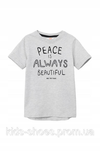 Однотонно дитяча сіра футболка 110/116 H&M