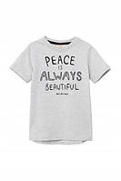 Однотонно дитяча сіра футболка 110/116 H&M