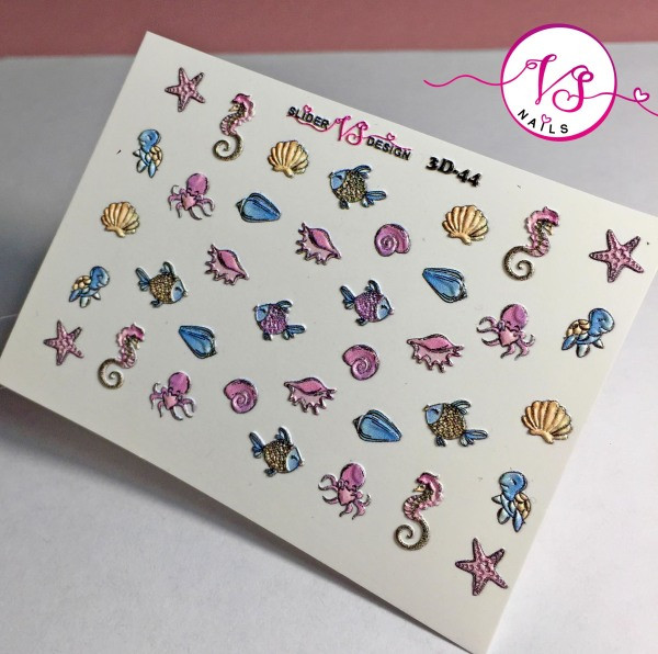 Наліпка слайдер дизайн для нігтів VS NAILS 3D рибки, фото 1