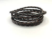 Плетёный кожаный браслет на руку Черно-коричневый