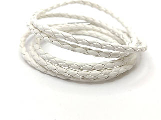 Плетений шкіряний браслет на руку, 10 кольорів Білий