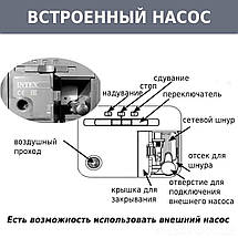 Велюр ліжко надувне Intex 64168 152-203-36 см вбудований насос 220V двоспальна, фото 5