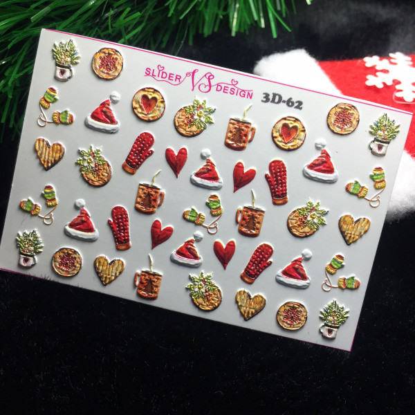 Наліпка слайдер дизайн для нігтів VS NAILS 3D-62, фото 1