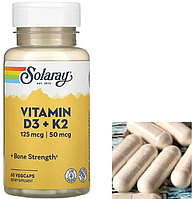 Витамин Д3 + K2 Solaray Vitamin D3+K2 (soy free) 60 veg caps