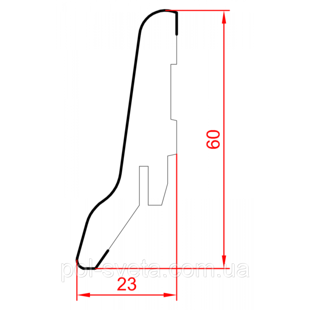 Плінтус Супер профіль ПП1662 Білий 2800х60х23 мм Декоративний плінтус Білий плінтус підлоговий, фото 1