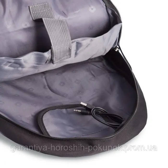 Городской рюкзак мужской "6918" 35л, Черный рюкзак для ручной клади/туристический с USB/аудио выходом (GA) - фото 5 - id-p1657502681