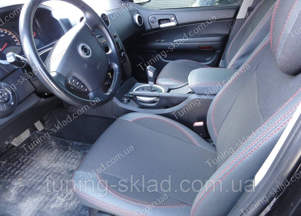 Чохли на сидіння Санг Йонг Кайрон (чохли з екошкіри Ssang Yong Kyron стиль Premium), фото 1