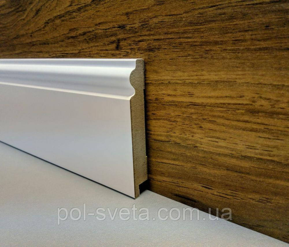Плінтус Супер профіль ПП16100 Білий 2800х99х16 мм Плінтус для підлоги широкий Білий плінтус підлоговий, фото 1