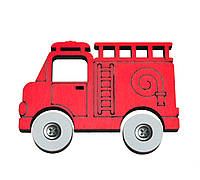Заготовка для Бизиборда Маленькая Красная Пожарная Машина 9 см из Фанеры