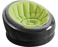 Надувное велюр кресло Intex 68581 112-109-69 см зеленое